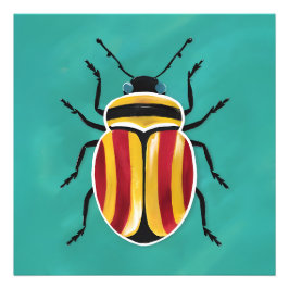 Lebhafter Käfer mit rotem, gelbem und schwarzem St Fotodruck