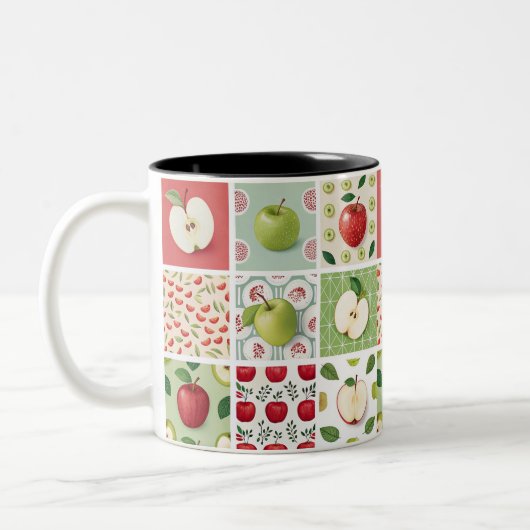 "Lebhafter Kaffee-Cup mit Apple-Themed" Zweifarbige Tasse (Links)