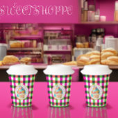 Lebhafter Karierter Cupcake | Firmenlogo Pappbecher
