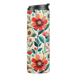Lebhafter KI-floraler Thermaltumbler mit Elegance Thermosbecher