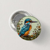 Lebhafter Kingfisher Bird Button (Vorne & Hinten)