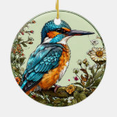 Lebhafter Kingfisher Bird Keramik Ornament (Hinten)