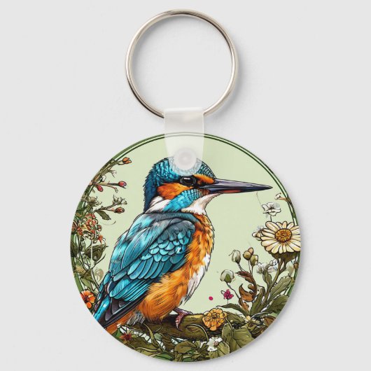 Lebhafter Kingfisher Bird Schlüsselanhänger (Vorderseite)