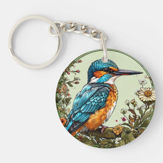 Lebhafter Kingfisher Bird Schlüsselanhänger (Vorderseite)
