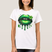 Lebhafter Kleeblatt Lips Tropfen T-Shirt (Vorderseite)