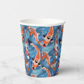 Lebhafter Koi Fisch unter Paisley Pattern Pappbecher (Rechts)