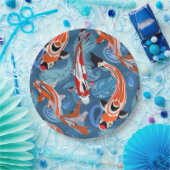 Lebhafter Koi Fisch unter Paisley Pattern Pappteller (Party)