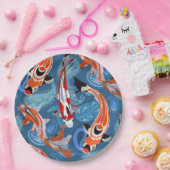 Lebhafter Koi Fisch unter Paisley Pattern Pappteller (Party)