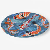 Lebhafter Koi Fisch unter Paisley Pattern Pappteller (Schrägansicht)
