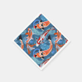 Lebhafter Koi Fisch unter Paisley Pattern Serviette (Ecke)