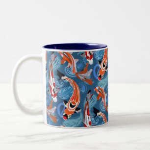 Lebhafter Koi Fisch unter Paisley Pattern Zweifarbige Tasse