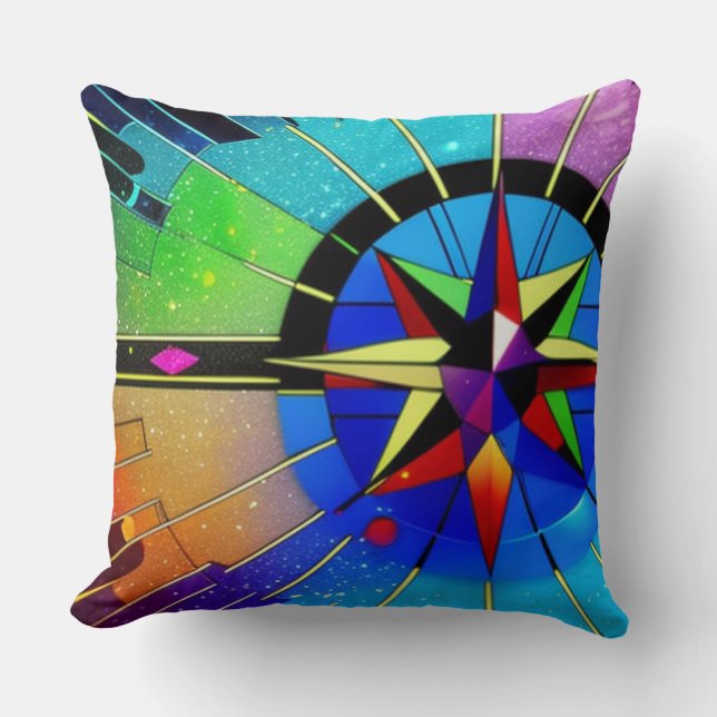 Lebhafter Kompass Kissen (Vorderseite)