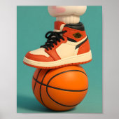Lebhafter Kontrast-Sneaker auf Basketball Poster (Vorne)
