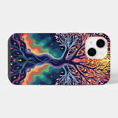 Lebhafter kosmischer Baum iPhone Hülle (Rückseite (Horizontal))