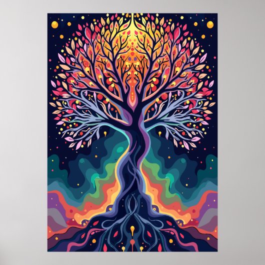 Lebhafter kosmischer Baum Poster (Vorne)