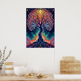 Lebhafter kosmischer Baum Poster