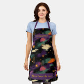 Lebhafter kosmischer Pinselstrich Schürze mit Indi (Getragen)