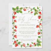 Lebhafter Kranz der Strawberries Babydusche Einladung (Vorderseite)