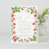 Lebhafter Kranz der Strawberries Babydusche Einladung (Stehend Vorderseite)