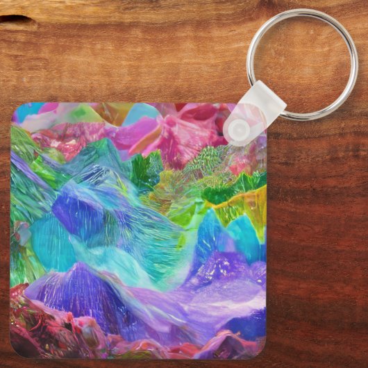 Lebhafter Kristallberg Abstrakt Schlüsselanhänger (Rückseite)