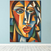 Lebhafter Kubismus Female Portrait Picasso Braque Leinwanddruck (Insitu (Holzboden))