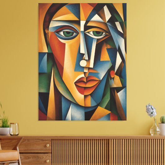 Lebhafter Kubismus Female Portrait Picasso Braque Leinwanddruck (Insitu (Wohnzimmer))