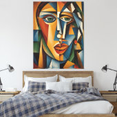 Lebhafter Kubismus Female Portrait Picasso Braque Leinwanddruck (Insitu (Schlafzimmer))