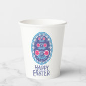 Lebhafter kultureller Akzent Blau Ukrainische Pysa Pappbecher (Vorderseite)