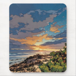 Lebhafter landschaftlicher Strand Mousepad