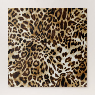 Lebhafter Leopard: farbenprächtiges Textildesign. Puzzle