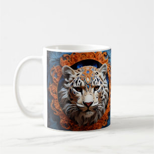 Lebhafter Leopard mit floralen Motiven Kaffeetasse