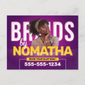 Lebhafter Lila Braids & Wigs Friseur Salon Postkarte (Vorderseite)