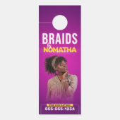 Lebhafter Lila Braids & Wigs Friseur Salon Türanhänger (Vorderseite)