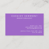 Lebhafter Lila Makeup Hair-Berater Visitenkarte (Rückseite)