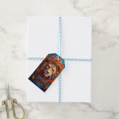 Lebhafter Löwe mit floralen Motiven Geschenkanhänger (Mit Garn)