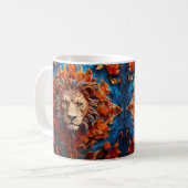 Lebhafter Löwe mit floralen Motiven Kaffeetasse (Vorderseite Links)