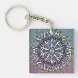 Lebhafter Mandala Akryllischer Schlüsselanhänger