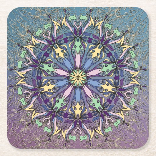 Lebhafter Mandala Paper Untersetzer (Vorderseite)