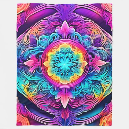 Lebhafter Mandala Spirit Fleecedecke (Vorderseite)