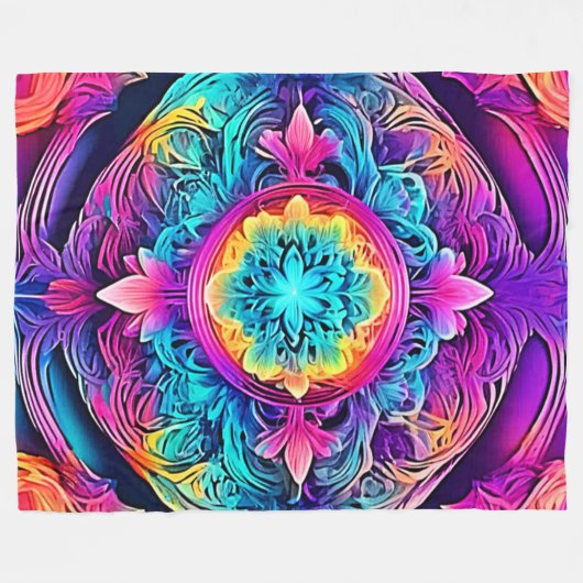 Lebhafter Mandala Spirit Fleecedecke (Vorderseite (Horizontal))