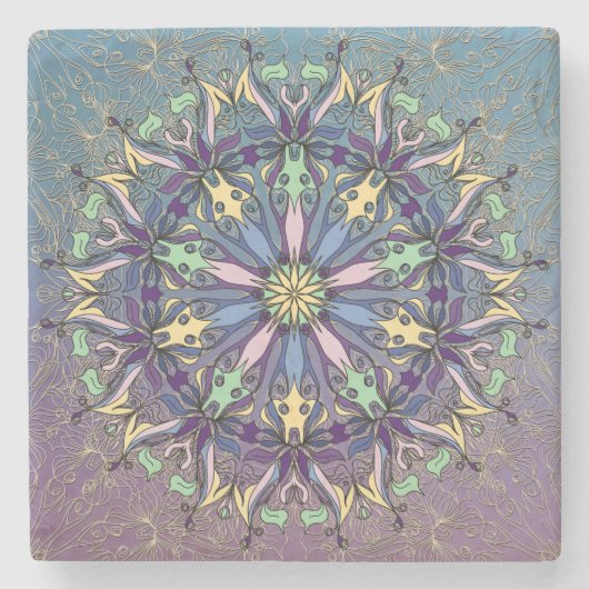 Lebhafter Mandala Stone Untersetzer (Vorderseite)