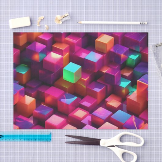 Lebhafter Marble Fusion Cube Seidenpapier (Handwerk)