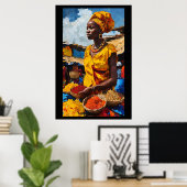 Lebhafter Markt: afrikanische Kunsthandwerkerinnen Poster (Heimbüro)