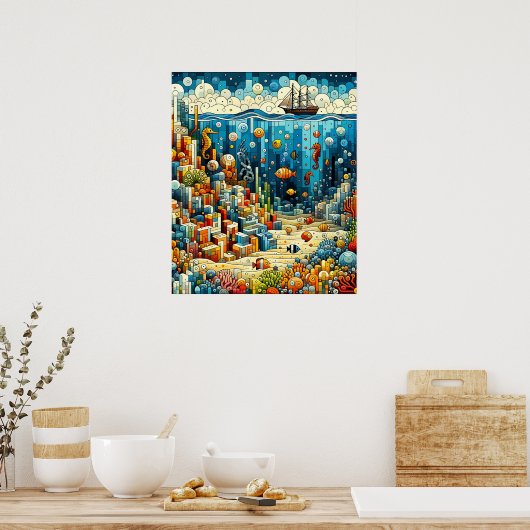 Lebhafter Meeresgrund Poster (Küche)
