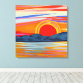 Lebhafter Meeressonnenuntergang über Bergen Leinwanddruck (Insitu (Holzboden))