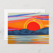 Lebhafter Meeressonnenuntergang über Bergen Postkarte (Vorne/Hinten)