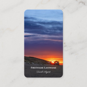 Lebhafter Meeresstrand Sonnenuntergang Reise Agent Visitenkarte