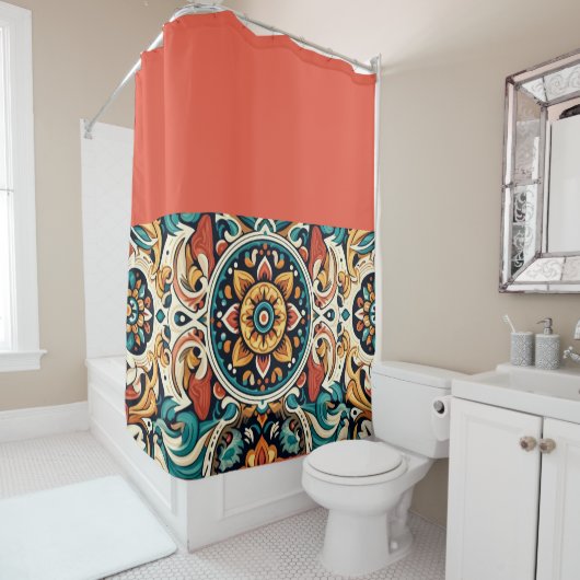 Lebhafter mexikanischer Cantaro Design Duschvorhan Duschvorhang (Beispiel)