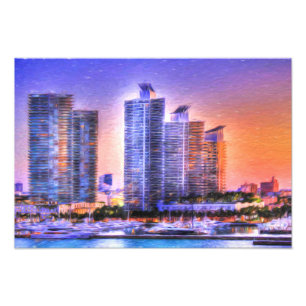 Lebhafter Miami Skyline Sunrise Fotodruck