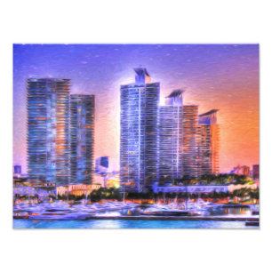 Lebhafter Miami Skyline Sunrise Fotodruck